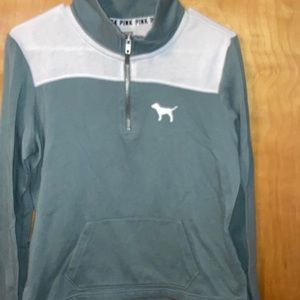 Blue and white half zip pullover